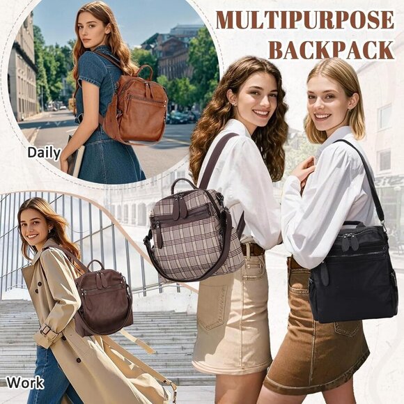 Women Backpack Purse Faux Leather Convertible Shoulder Bag Travel School main image 7